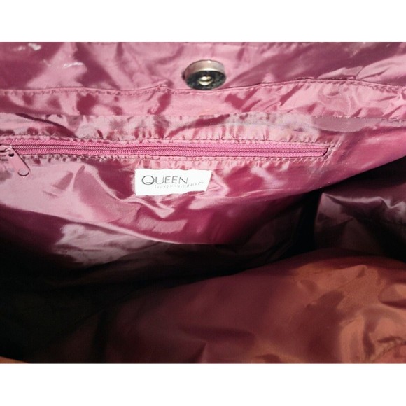 Queen By Queen Latifah -Ruby Red Tote /Crimson Velvet Snake Skin Shoulder Bag - Picture 7 of 7